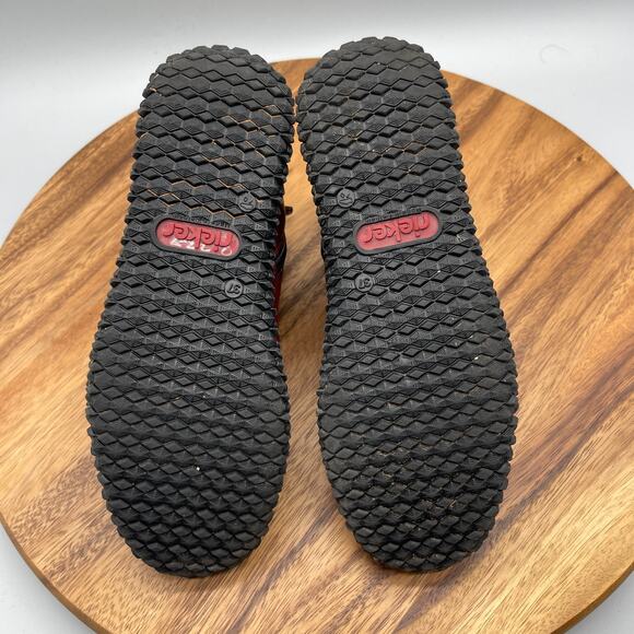 Rieker Chelsea Boots Womens 6.5 M Red Side-Zip Waterproof Lace-Up Ankle Shoes - Picture 7 of 8